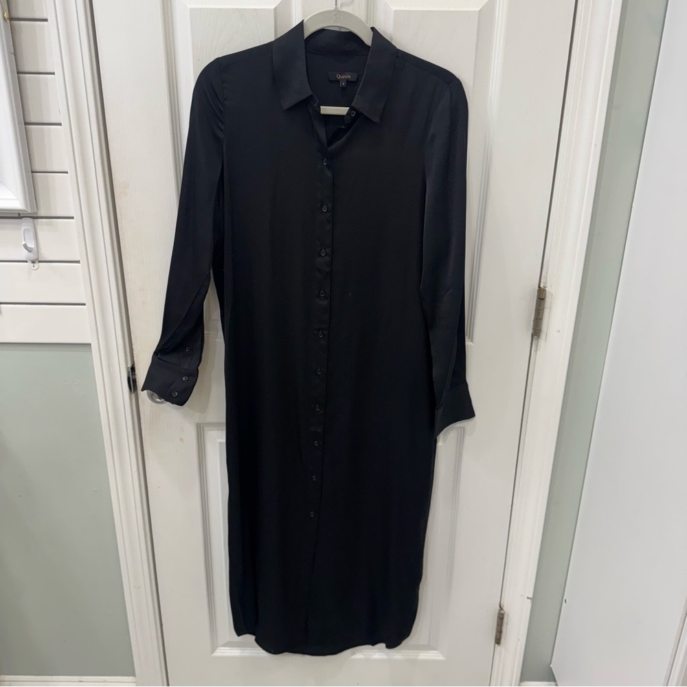 Quince black stretch washable silk shirtdress size small- NWOT - Picture 15 of 16